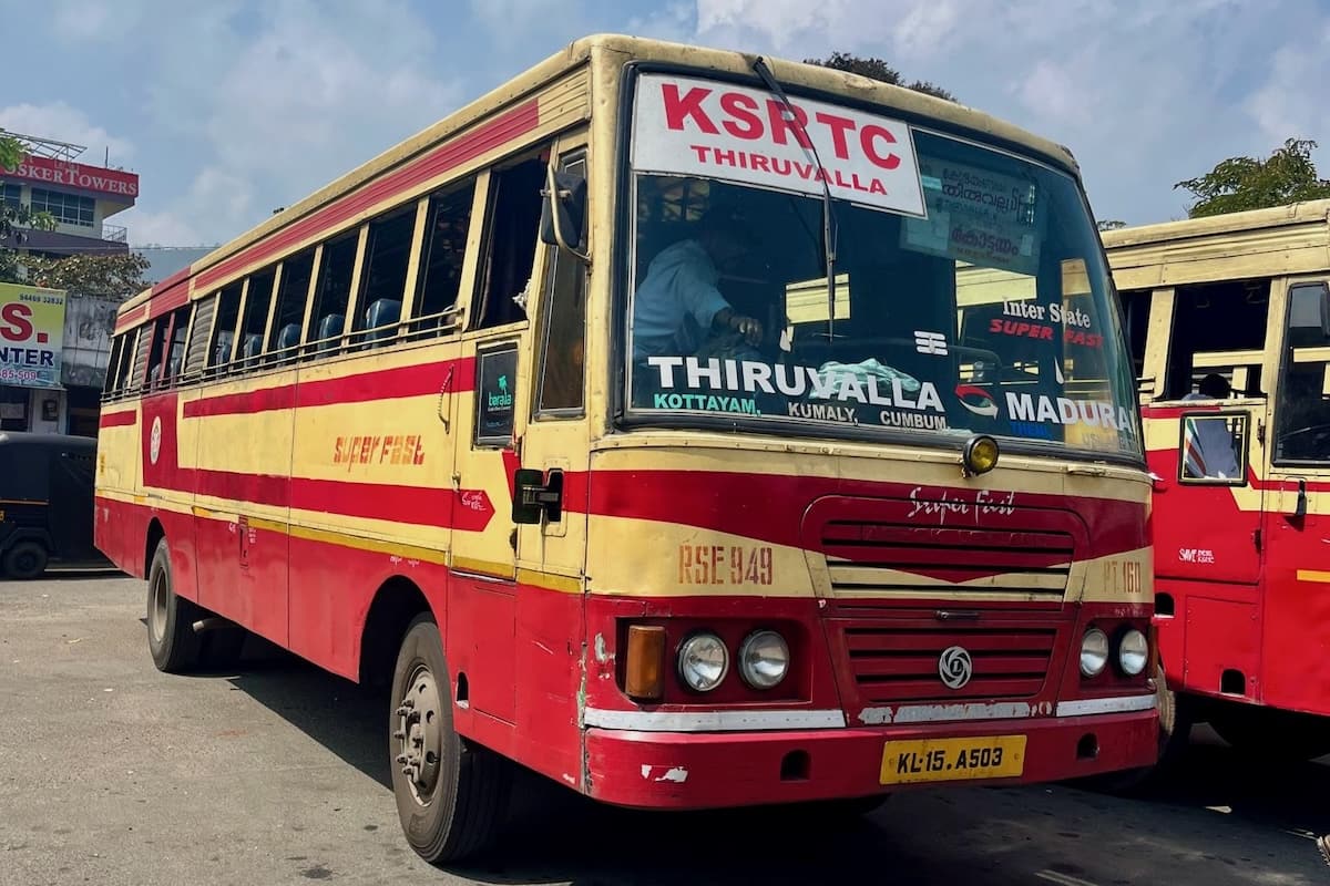Public bus from Thiruvalla to Madurai, India