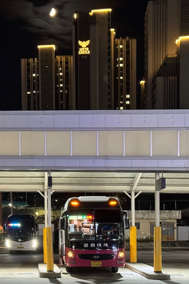 Bus at Sokcho Bus Station at night