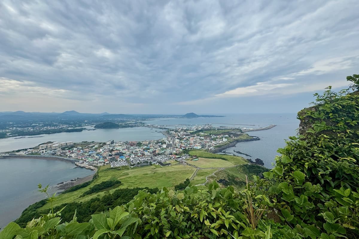 Panorama view of Jeju from summit of Sunrise Rock