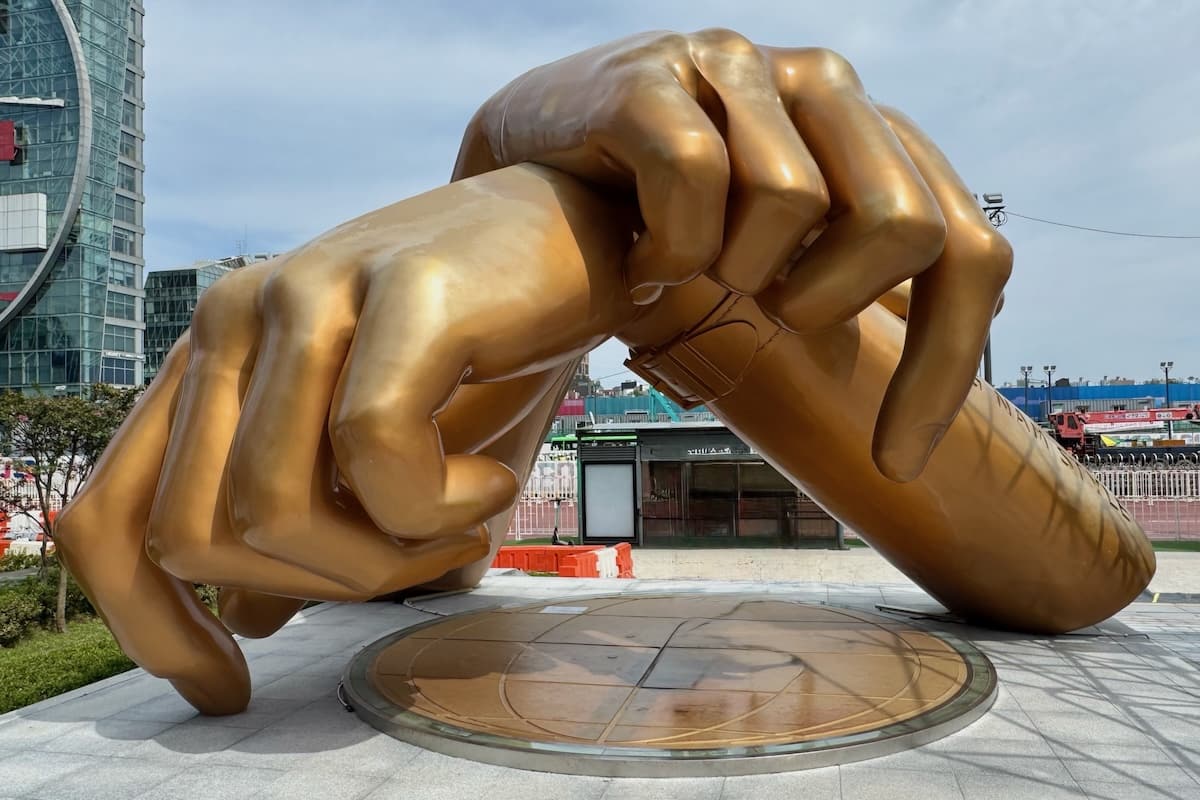Golden Gangnam Style Statue in Seoul, Korea