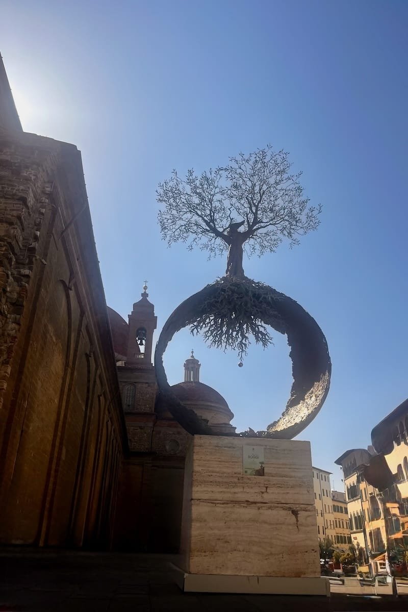 Sculpture in front of San Lorenzo Church in Florence, Italy