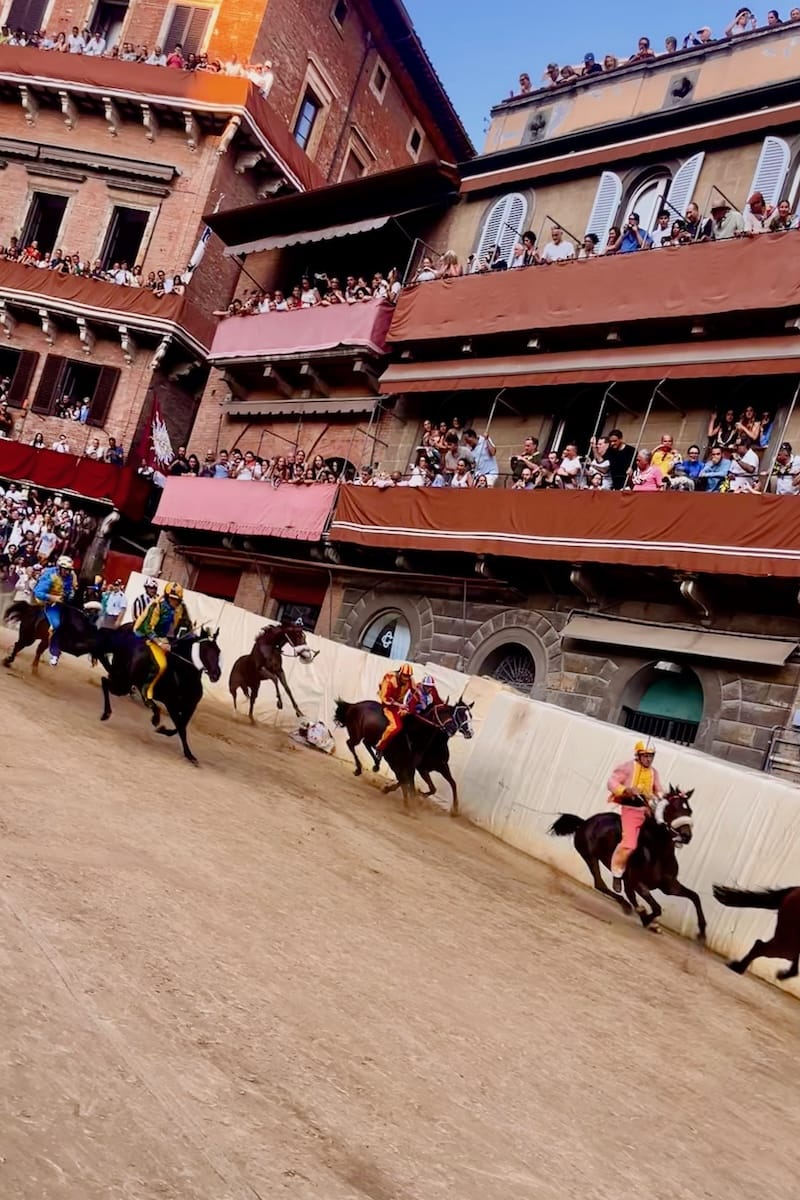 Jockey falling at Palio di Sienna