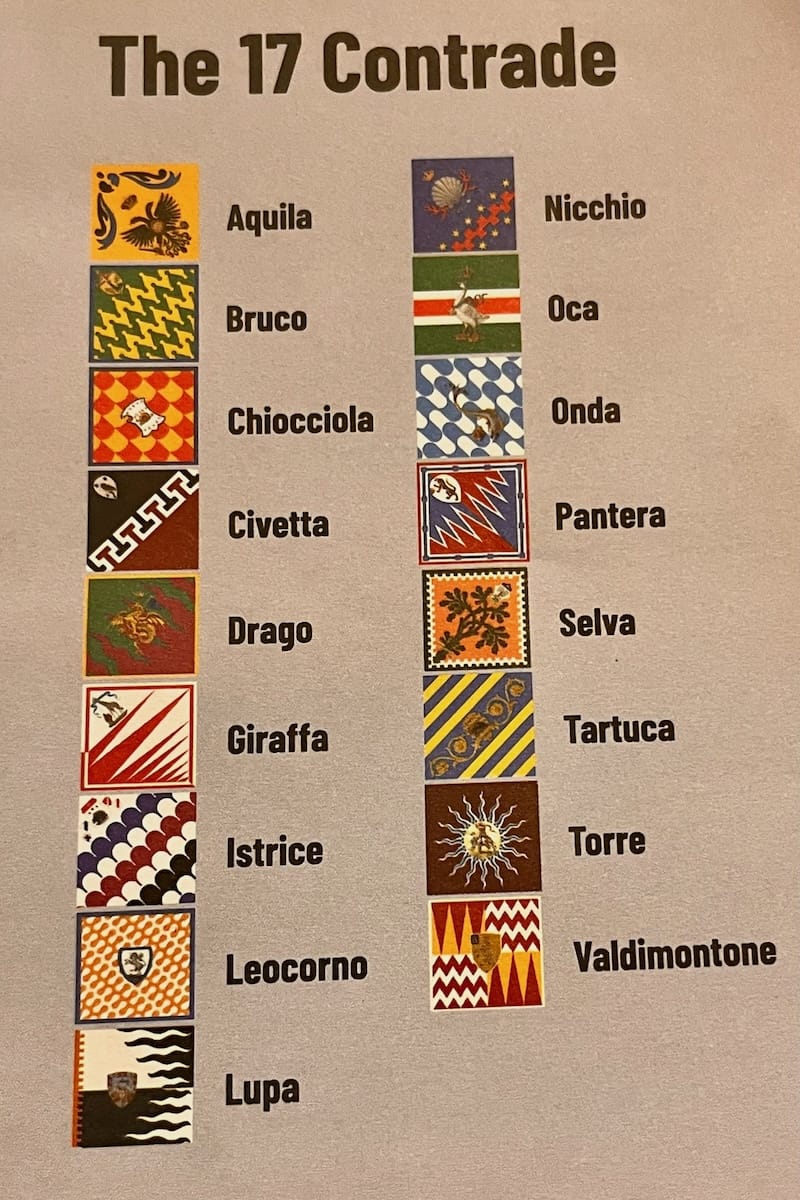 Contrade colours for Palio di Sienna horse race