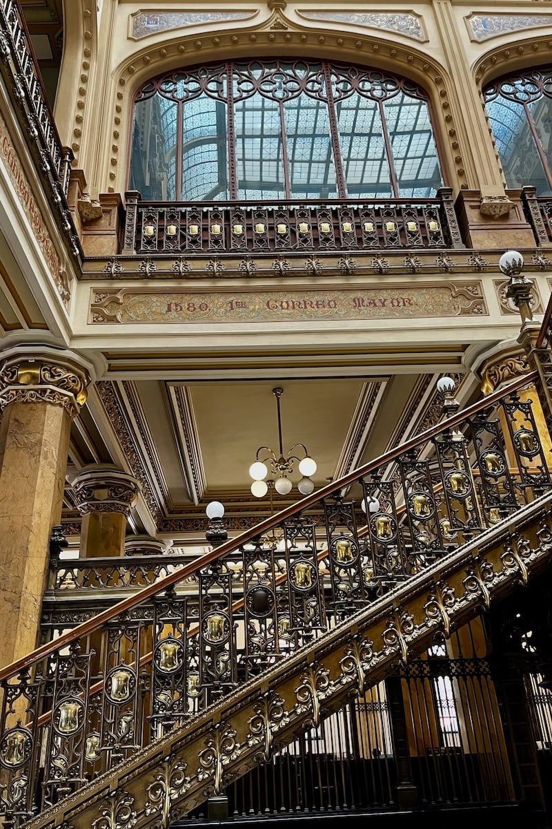 Ornate staircase in the Postal Palace of Mexico City