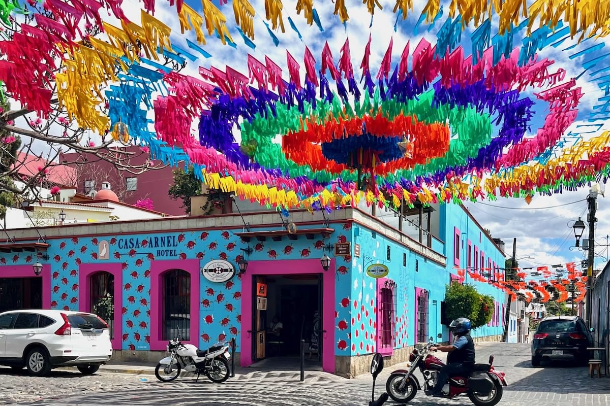 Motorbike in Jalatlaco neighbourhood in Oaxaca Mexico
